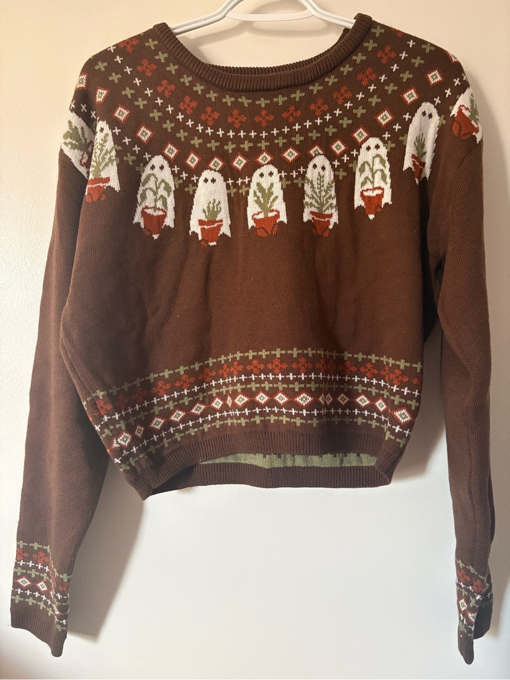 Thorn & Fable Ghost Plant Cropped Sweater